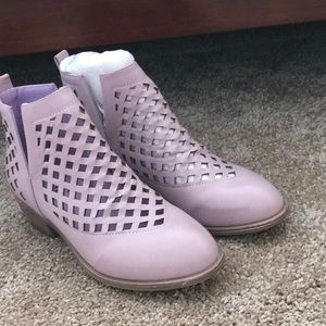 Pink cut-out booties